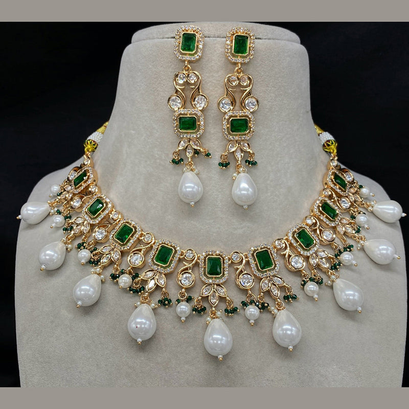 Royal Kundan Jewellery Gold Plated Polki Kundan And Beads Necklace Set