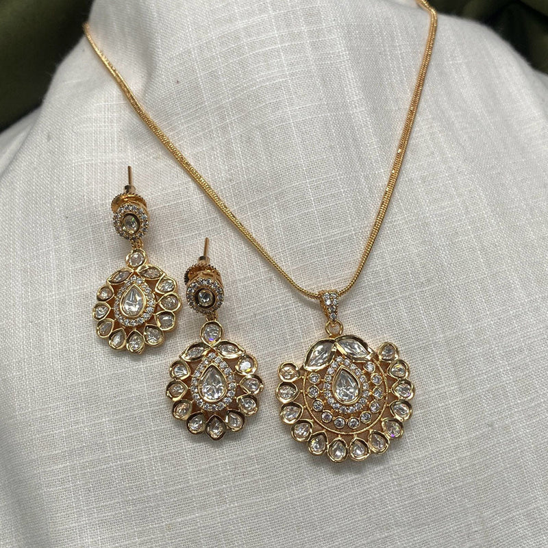 Royal Kundan Jewellery Gold Plated Polki Kundan Chain Pendent Set