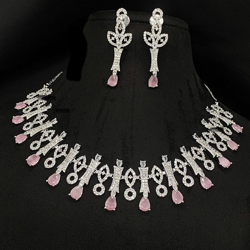 Royal Kundan Jewellery Silver Plated American Diamonds Necklace Set