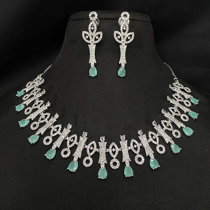 Royal Kundan Jewellery Silver Plated American Diamonds Necklace Set