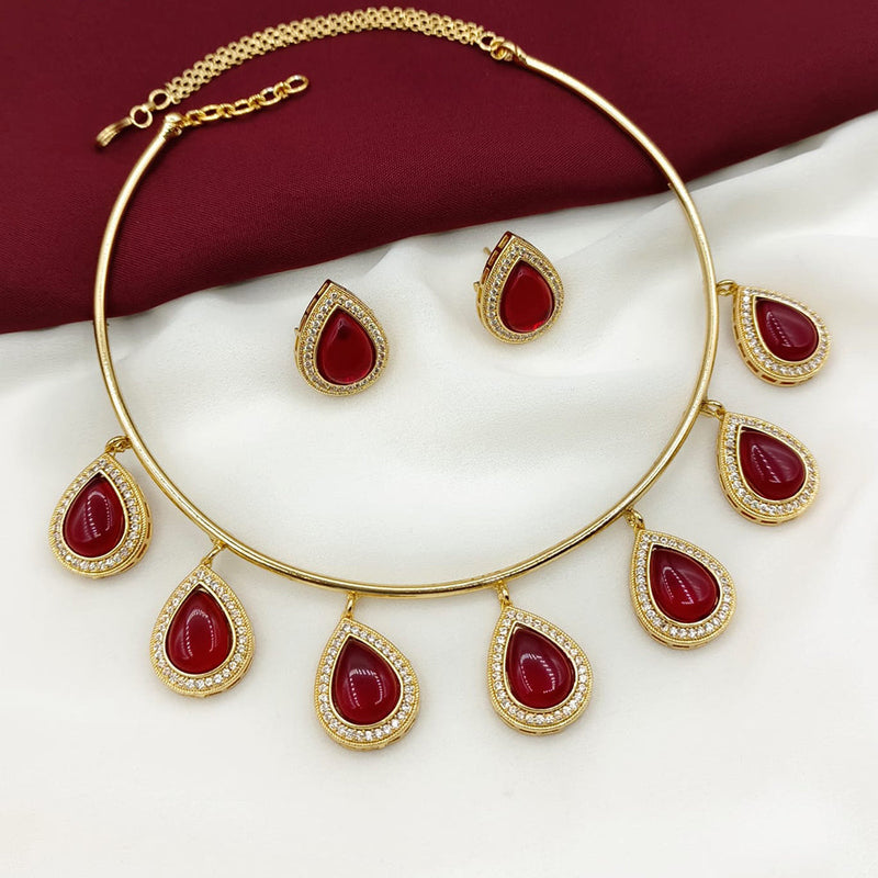 Royal Kundan Jewellery Gold Plated Austrian Stone Necklace Set