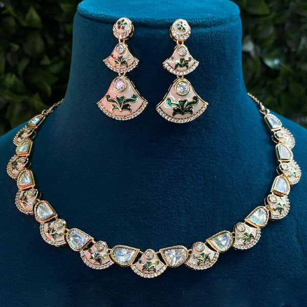 Royal Kundan Jewellery Gold Plated Polki Kundan Meenakari Necklace Set