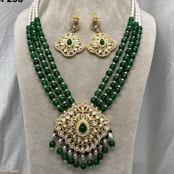 Royal Kundan Jewellery Gold Plated Polki Kundan And Beads Necklace Set