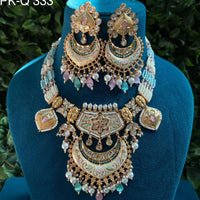 Royal Kundan Jewellery Gold Plated Polki Kundan And Pearls Meenakari Necklace Set