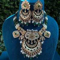 Royal Kundan Jewellery Gold Plated Polki Kundan And Pearls Meenakari Necklace Set