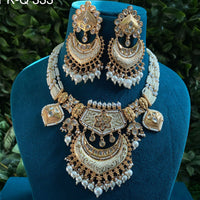 Royal Kundan Jewellery Gold Plated Polki Kundan And Pearls Meenakari Necklace Set