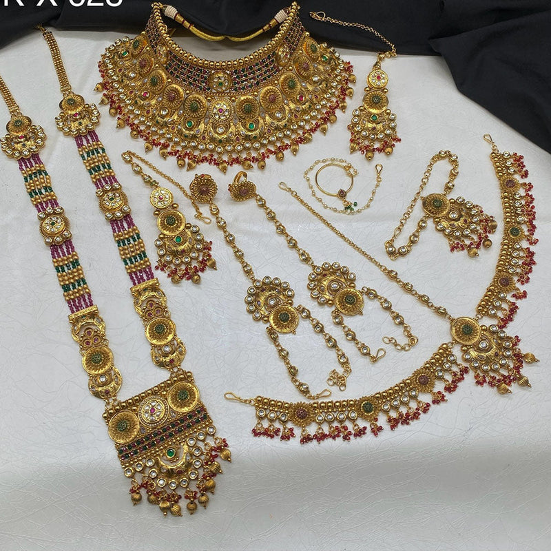 Royal Kundan Jewellery Gold Plated Kundan Stone And Pearls Bridal Set