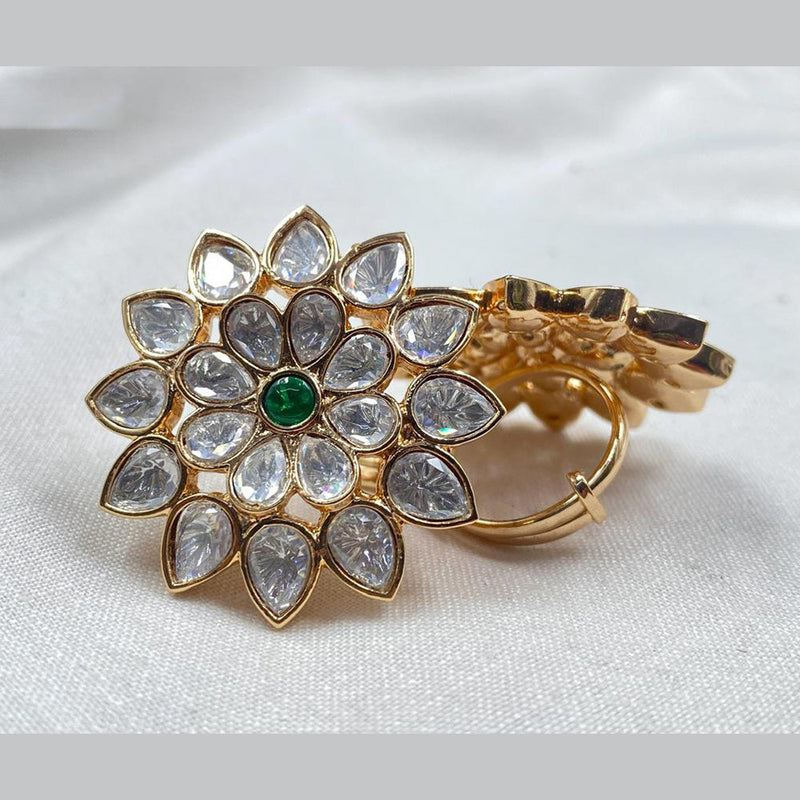 Royal Kundan Jewellery Gold Plated Polki Kundan Finger Ring