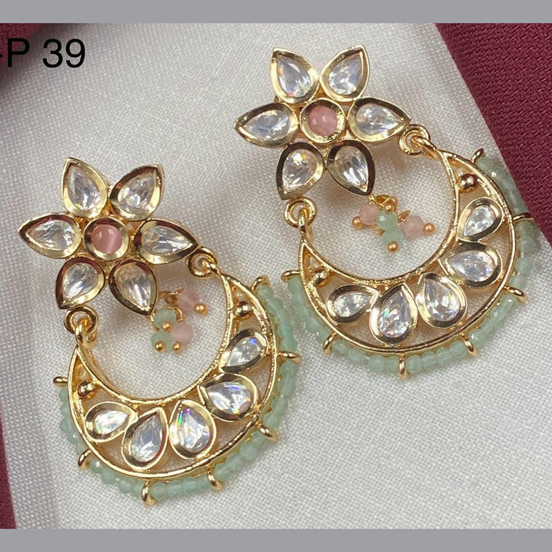 Royal Kundan Jewellery Gold Plated Polki Kundan And Pearls Dangler Earrings