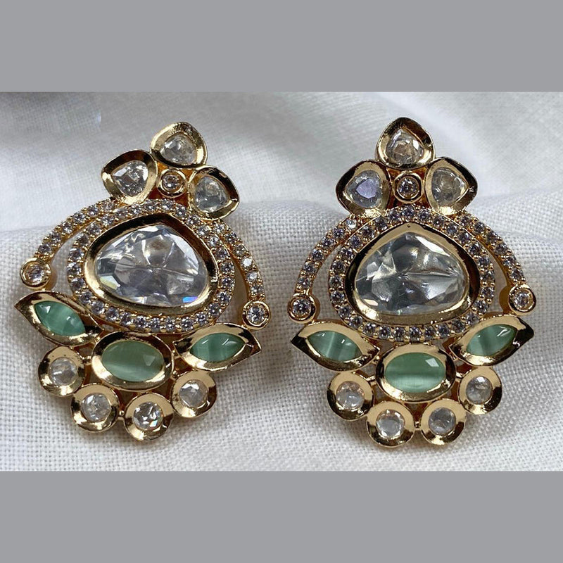 Royal Kundan Jewellery Gold Plated Polki Kundan Stud Earrings