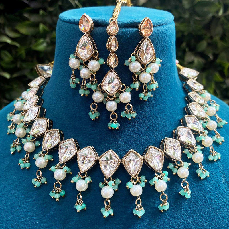 Royal Kundan Jewellery Gold Plated Polki Kundan And Pearls Necklace Set