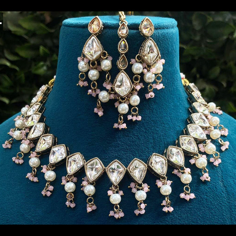 Royal Kundan Jewellery Gold Plated Polki Kundan And Pearls Necklace Set