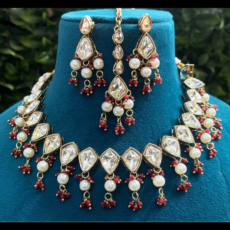 Royal Kundan Jewellery Gold Plated Polki Kundan And Pearls Necklace Set