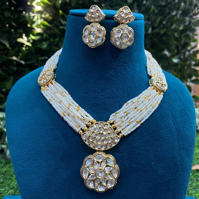 Royal Kundan Jewellery Gold Plated Polki Kundan And Pearls Necklace Set