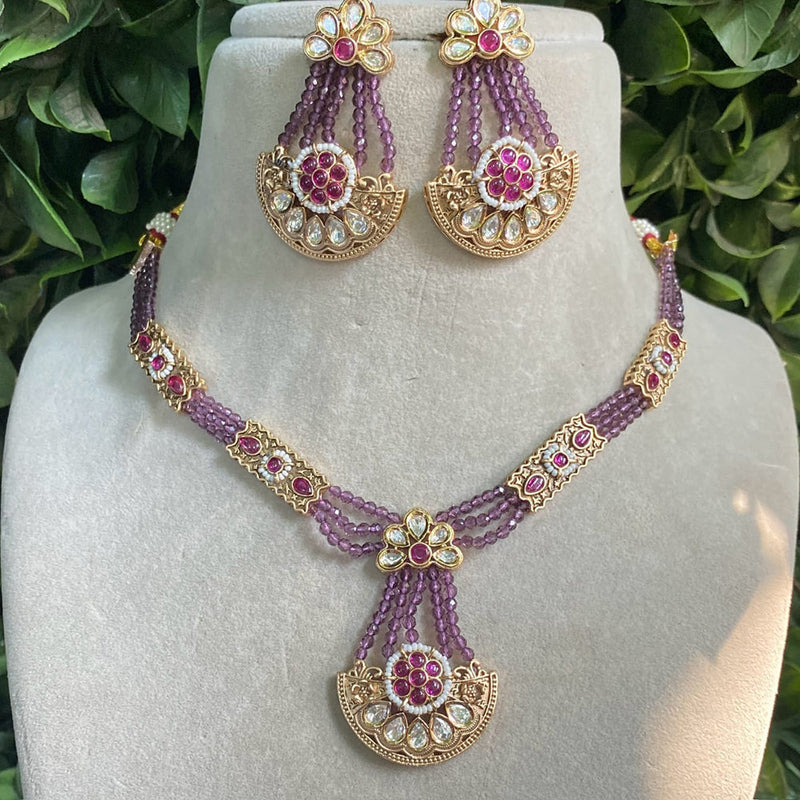 Royal Kundan Jewellery Gold Plated Polki Kundan And Pearls Necklace Set