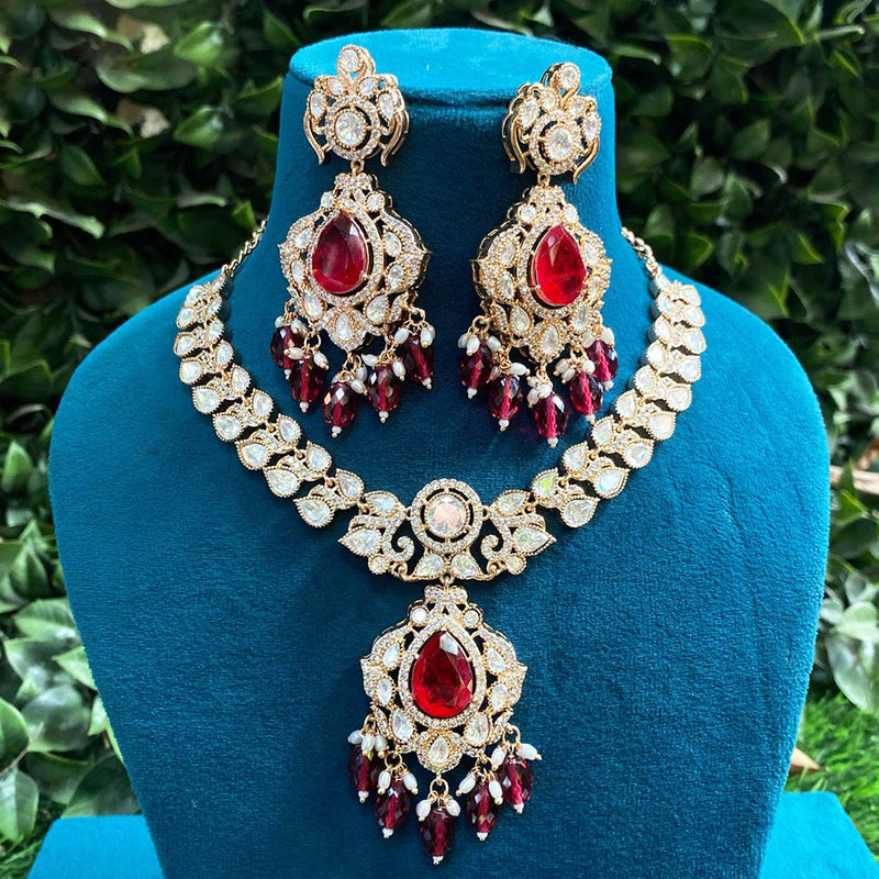 Royal Kundan Jewellery Gold Plated Polki Kundan And Pearls Necklace Set