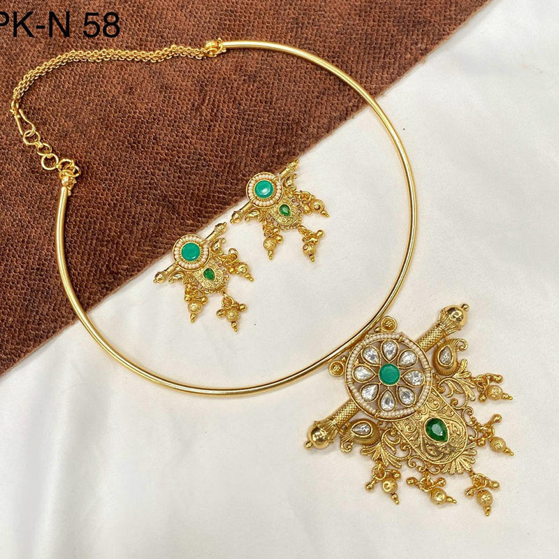 Royal Kundan Jewellery Gold Plated Kundan Stone Necklace Set