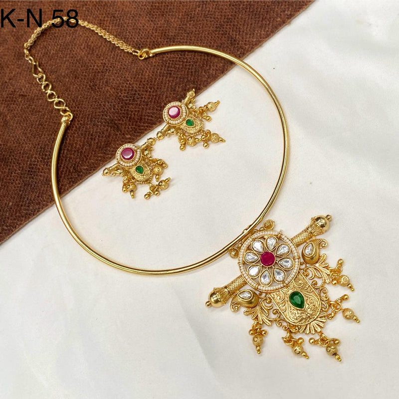 Royal Kundan Jewellery Gold Plated Kundan Stone Necklace Set