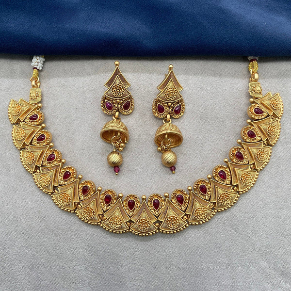 Royal Kundan Jewellery Gold Plated Pota Stone Necklace Set