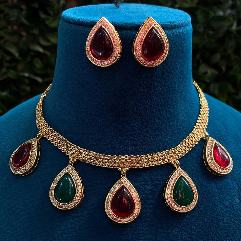 Royal Kundan Jewellery Gold Plated Crystal Stone Necklace Set