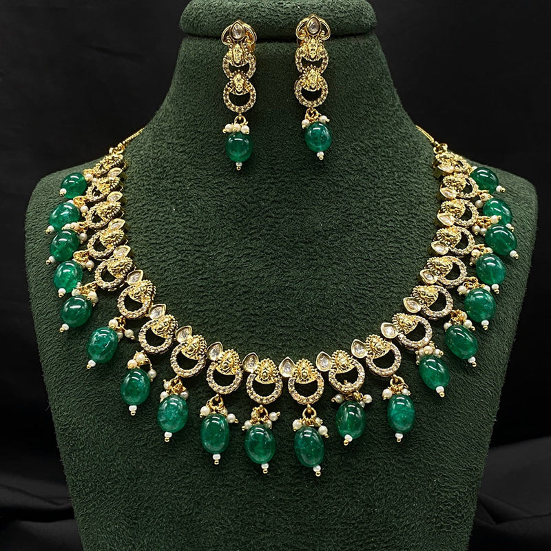 Royal Kundan Jewellery Gold Plated Austin Stone And Beads Necklace Set