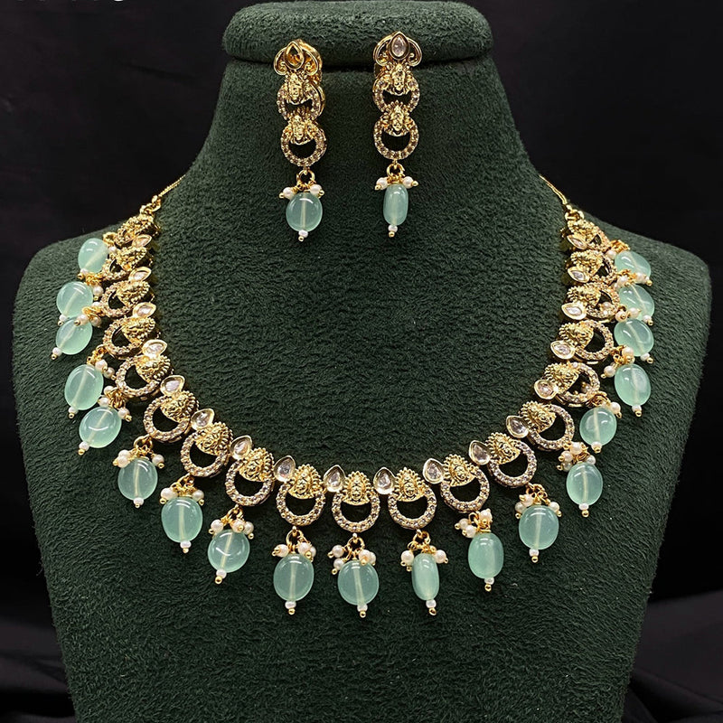 Royal Kundan Jewellery Gold Plated Austin Stone And Beads Necklace Set