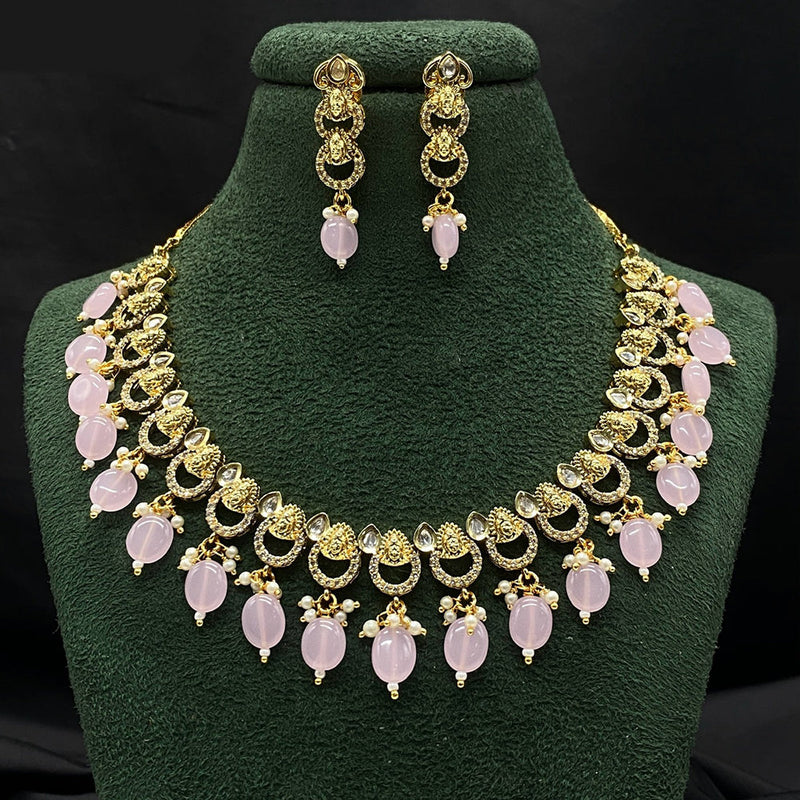 Royal Kundan Jewellery Gold Plated Austin Stone And Beads Necklace Set