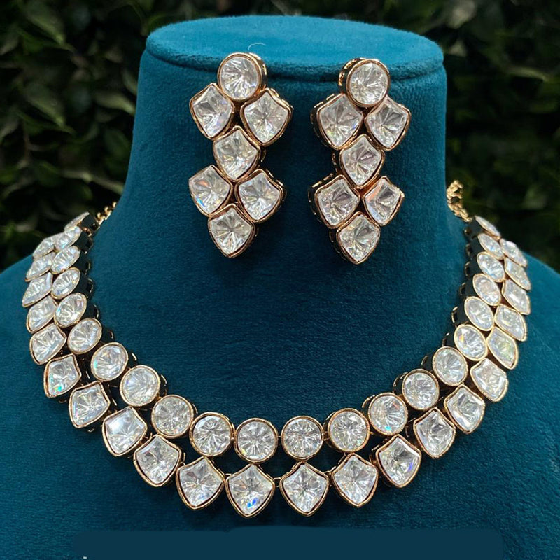 Royal Kundan Jewellery Gold Plated Polki Kundan Necklace Set