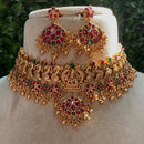 Royal Kundan Jewellery Gold Plated Pota Stone Pearls And Temple Choker Necklace Set