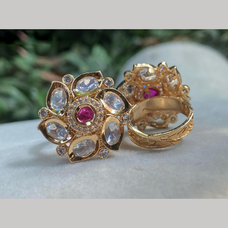 Royal Kundan Jewellery Gold Plated Crystal Stone Finger Ring