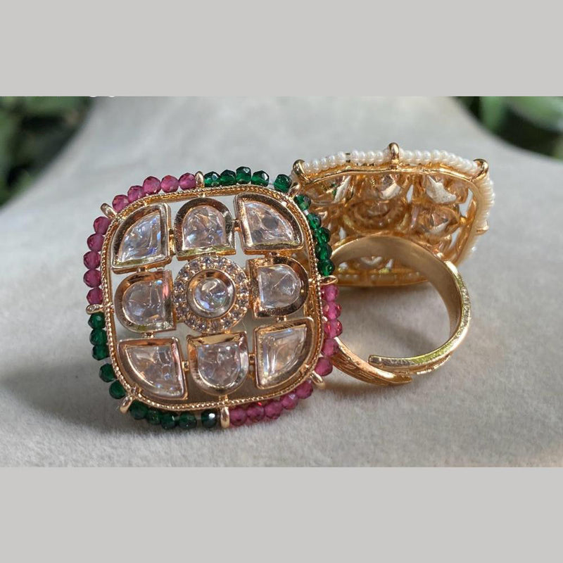 Royal Kundan Jewellery Gold Plated Crystal Stone Finger Ring