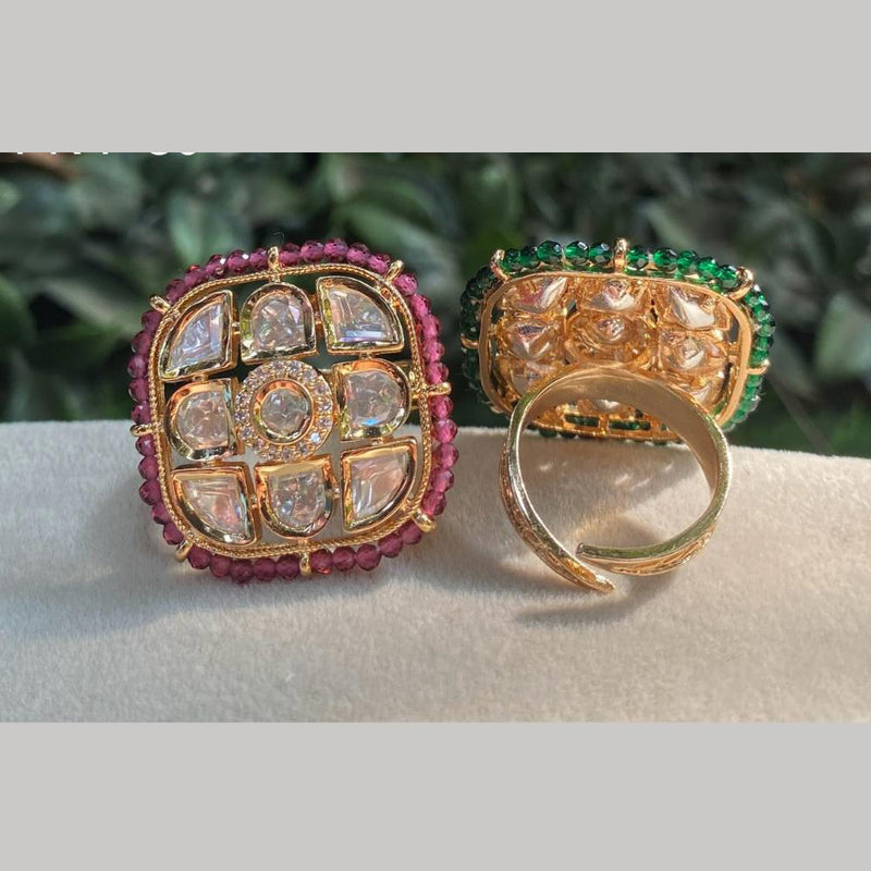 Royal Kundan Jewellery Gold Plated Crystal Stone Finger Ring