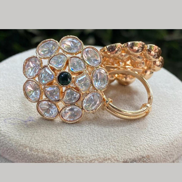 Royal Kundan Jewellery Gold Plated Crystal Stone Finger Ring