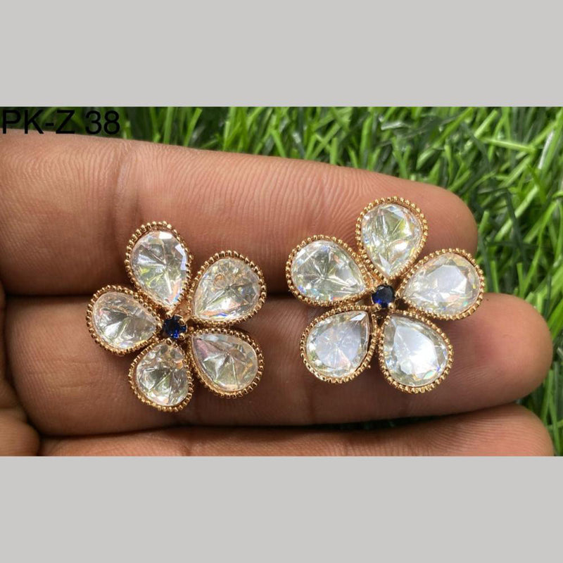 Royal Kundan Jewellery Gold Plated Crystal Stone Stud Earrings