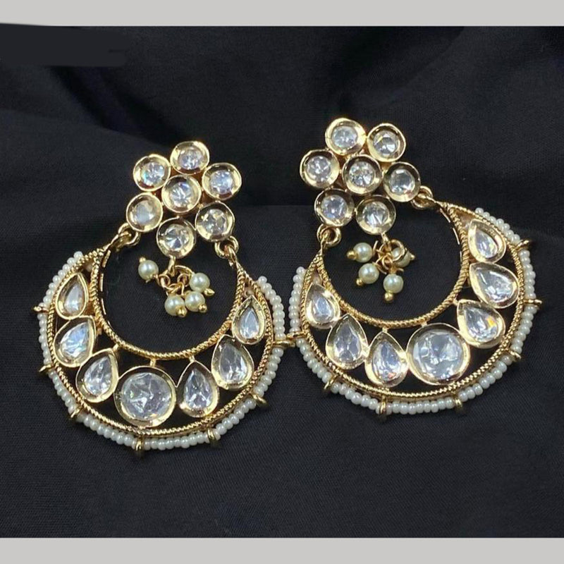 Royal Kundan Jewellery Gold Plated Crystal Stone Dangler Earrings