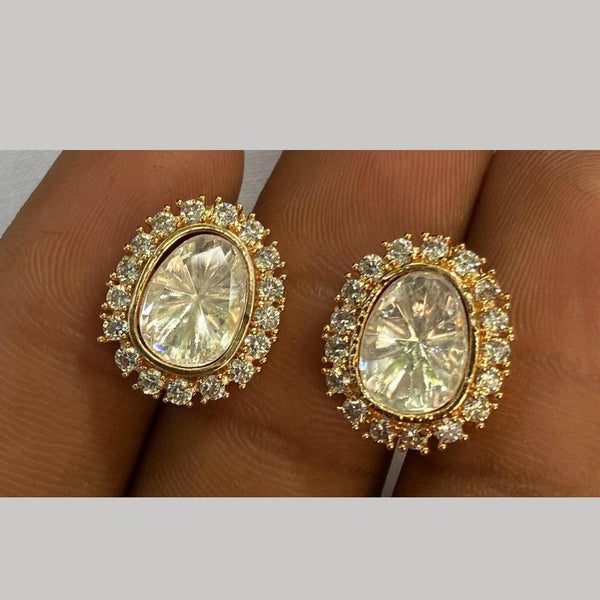 Royal Kundan Jewellery Gold Plated Crystal Stone Stud Earrings