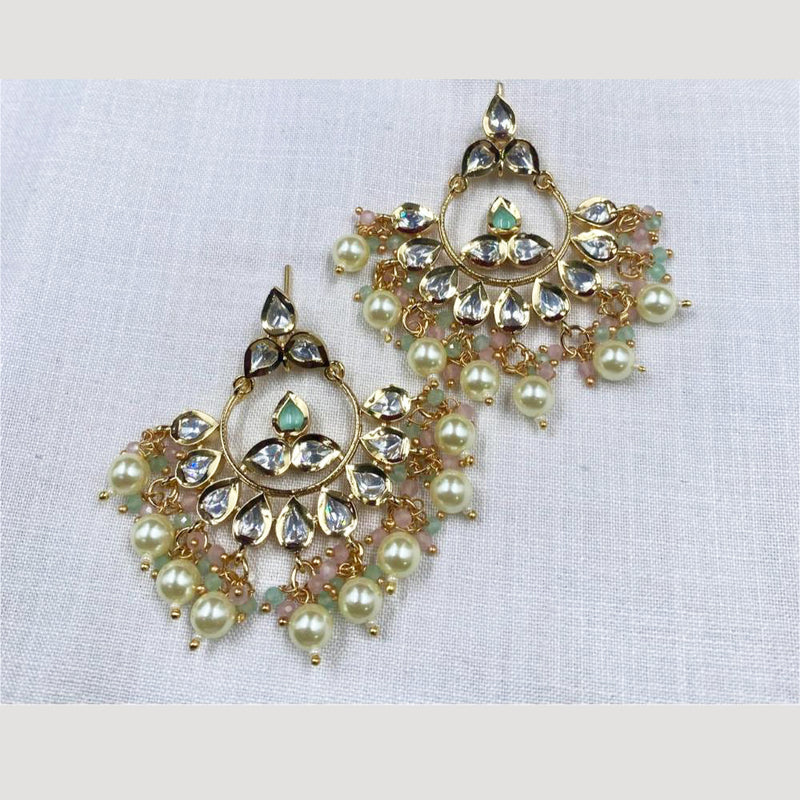 Royal Kundan Jewellery Gold Plated Crystal Stone Dangler Earrings