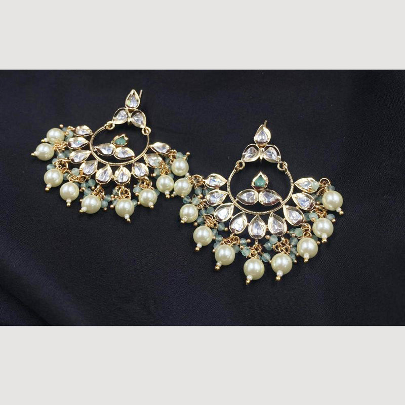 Royal Kundan Jewellery Gold Plated Crystal Stone Dangler Earrings