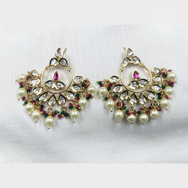 Royal Kundan Jewellery Gold Plated Crystal Stone Dangler Earrings