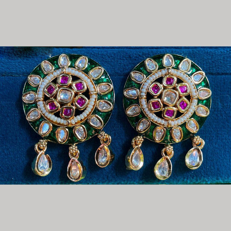 Royal Kundan Jewellery Gold Plated Crystal Stone Stud Earrings