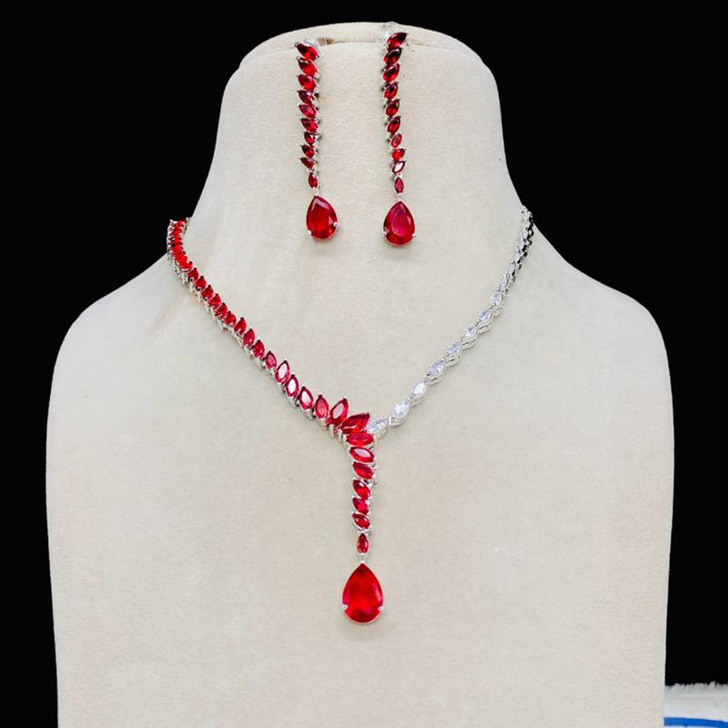 Royal Kundan Jewellery Silver Plated Crystal Stone Necklace Set