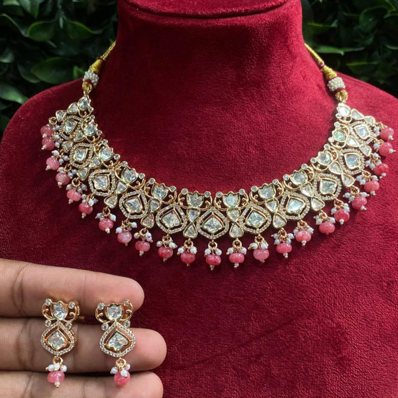 Royal Kundan Jewellery Gold Plated Ad Stone Necklace Set