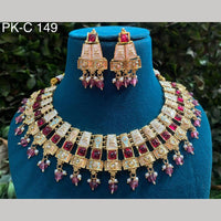 Royal Kundan Jewellery Gold Plated Crystal  Stone Necklace Set
