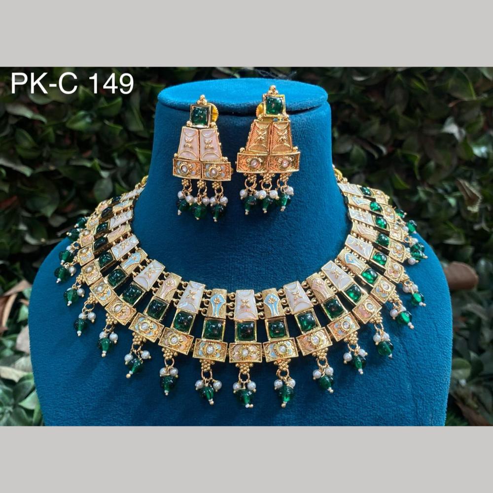 Royal Kundan Jewellery Gold Plated Crystal  Stone Necklace Set