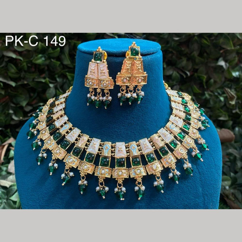 Royal Kundan Jewellery Gold Plated Crystal  Stone Necklace Set