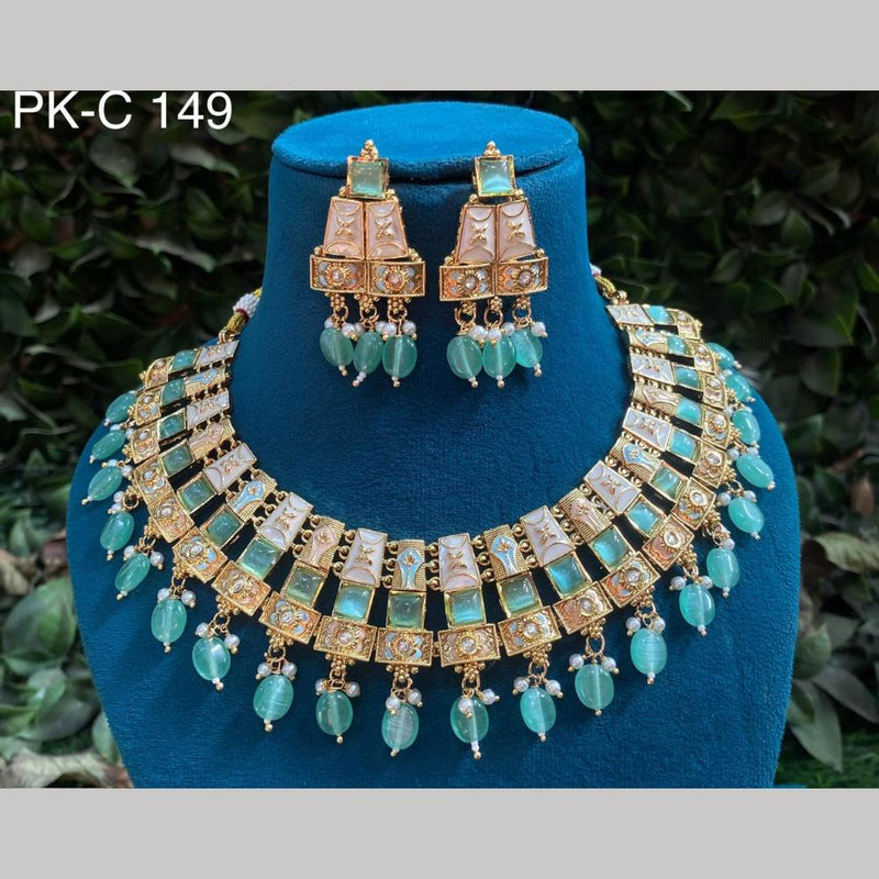 Royal Kundan Jewellery Gold Plated Crystal  Stone Necklace Set