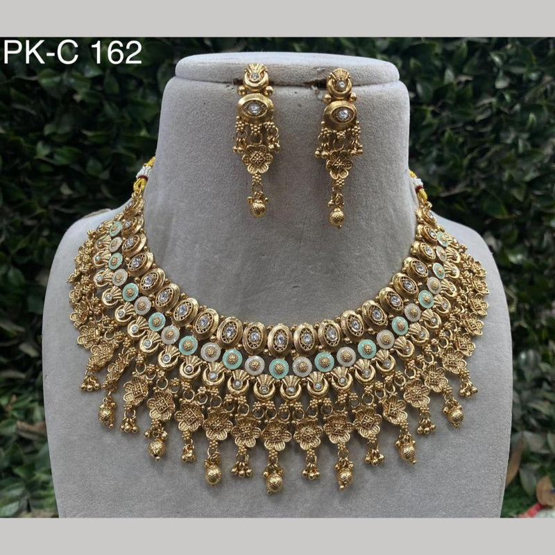 Royal Kundan Jewellery Gold Plated Crystal  Stone Necklace Set