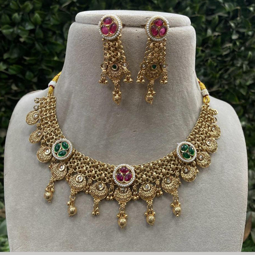 Royal Kundan Jewellery Gold Plated Crystal  Stone Necklace Set