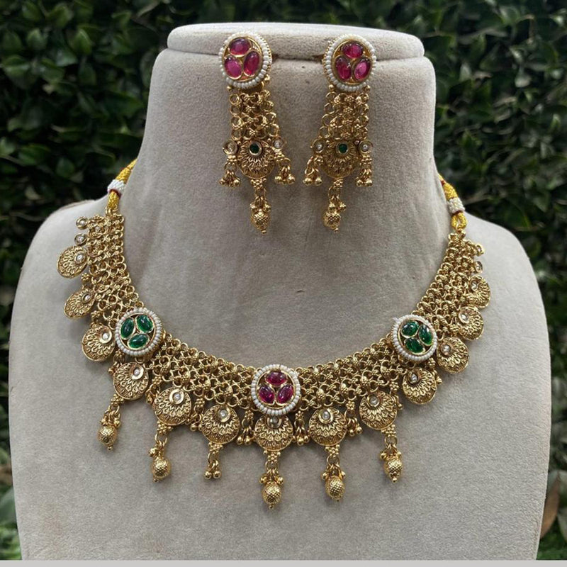 Royal Kundan Jewellery Gold Plated Crystal  Stone Necklace Set