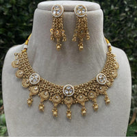 Royal Kundan Jewellery Gold Plated Crystal  Stone Necklace Set